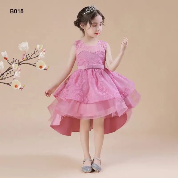 Floral Applique Long Dress for Girls