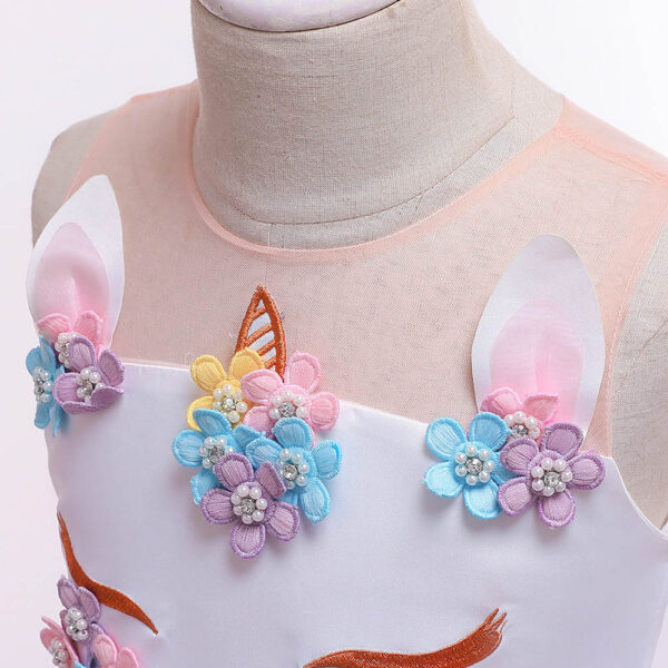 CosmicKolors Unicorn A-line Princess Long Maxi Gown Birthday Party Blue Dress for Girls - Image 4