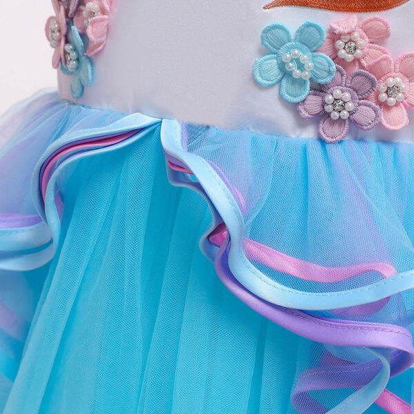 CosmicKolors Unicorn A-line Princess Long Maxi Gown Birthday Party Blue Dress for Girls - Image 5