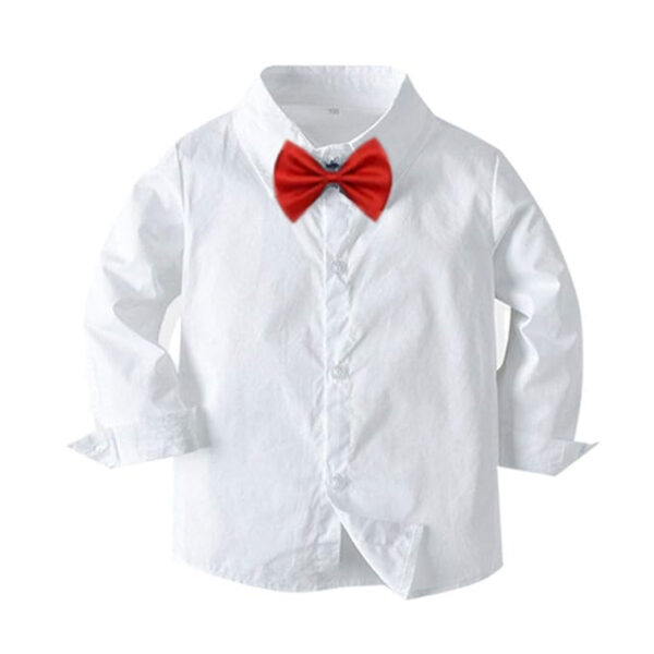Cosmic Kolors White Shirt & Navy Blue With Red Bow Fashion Dress