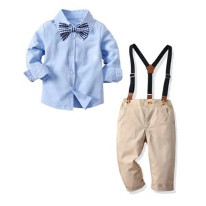 Cosmic Kolors Blue Shirt & Brown pant Casual dress With Suspenders