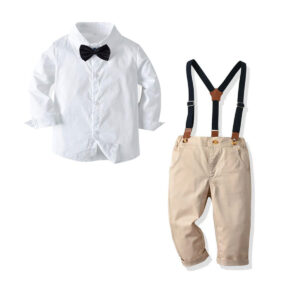 Ck white Shirt With Brown Pant and Blue Bow tie