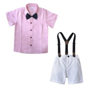 Pink Stripe Shirt With White Short